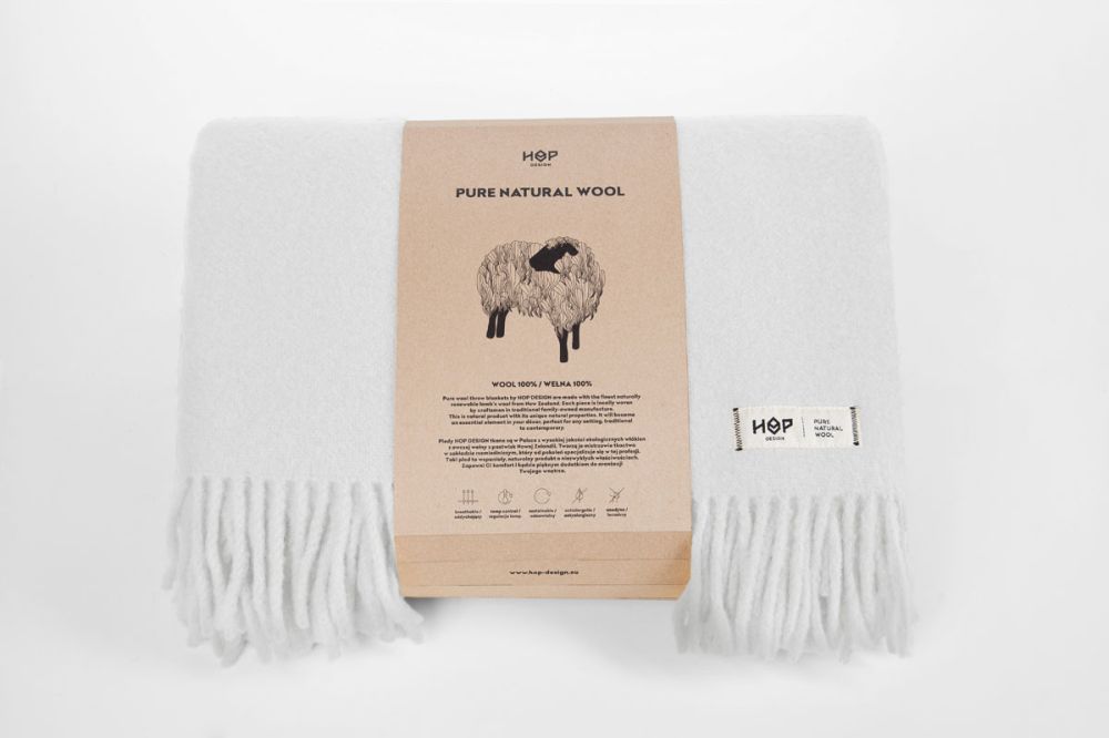 Wełniany koc Yeti / perłowy biały / HOP Design