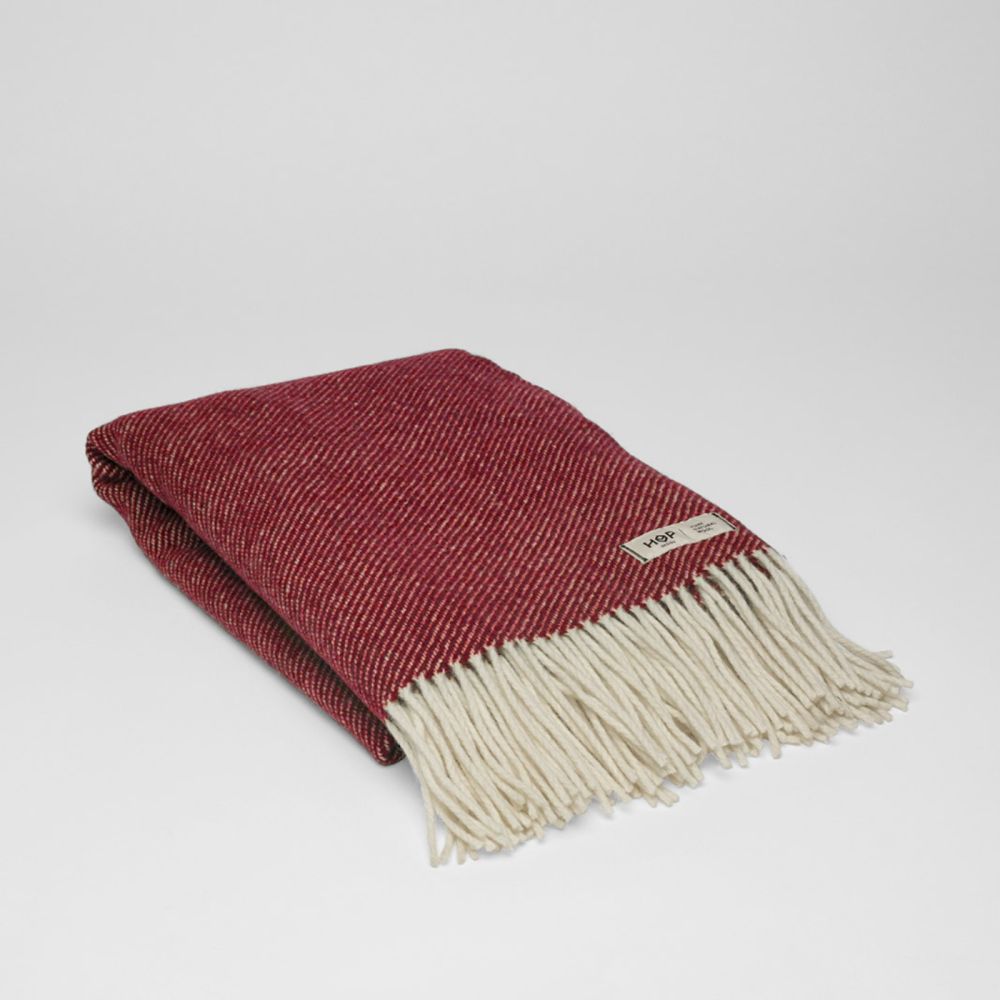 Wełniany koc Ruru / burgundowy / HOP Design