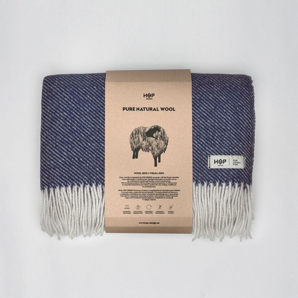 Wełniany koc Ruru / ciemny niebieski / HOP Design