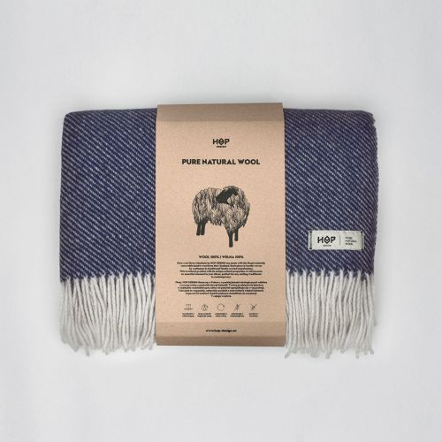 Wełniany koc Ruru / ciemny niebieski / HOP Design