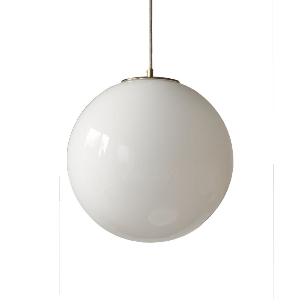 Szklana Lampa Wisząca / Biała Kula / Embassy Interiors