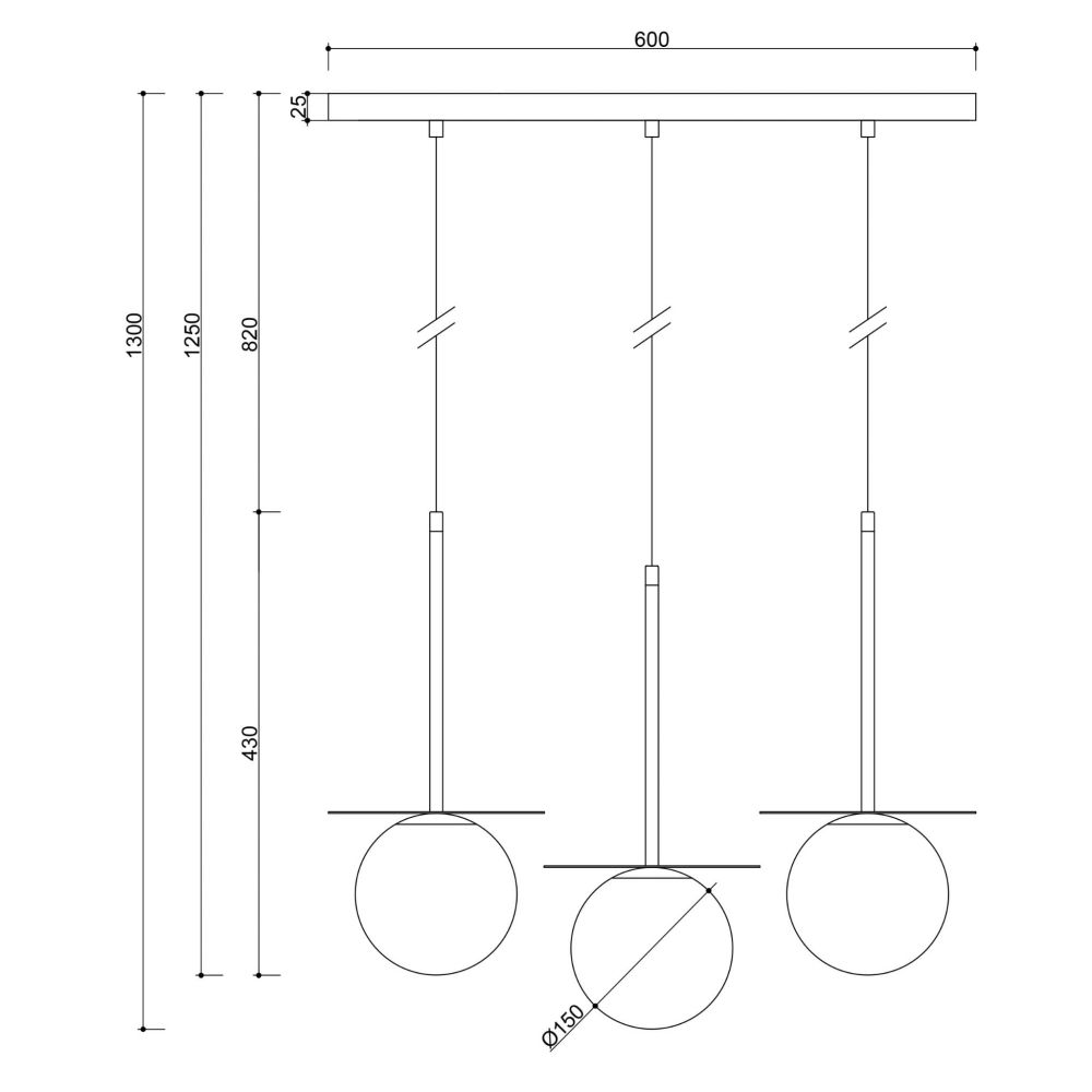 Lampa Wisząca Borra B 3L / mosiądz / Ummo