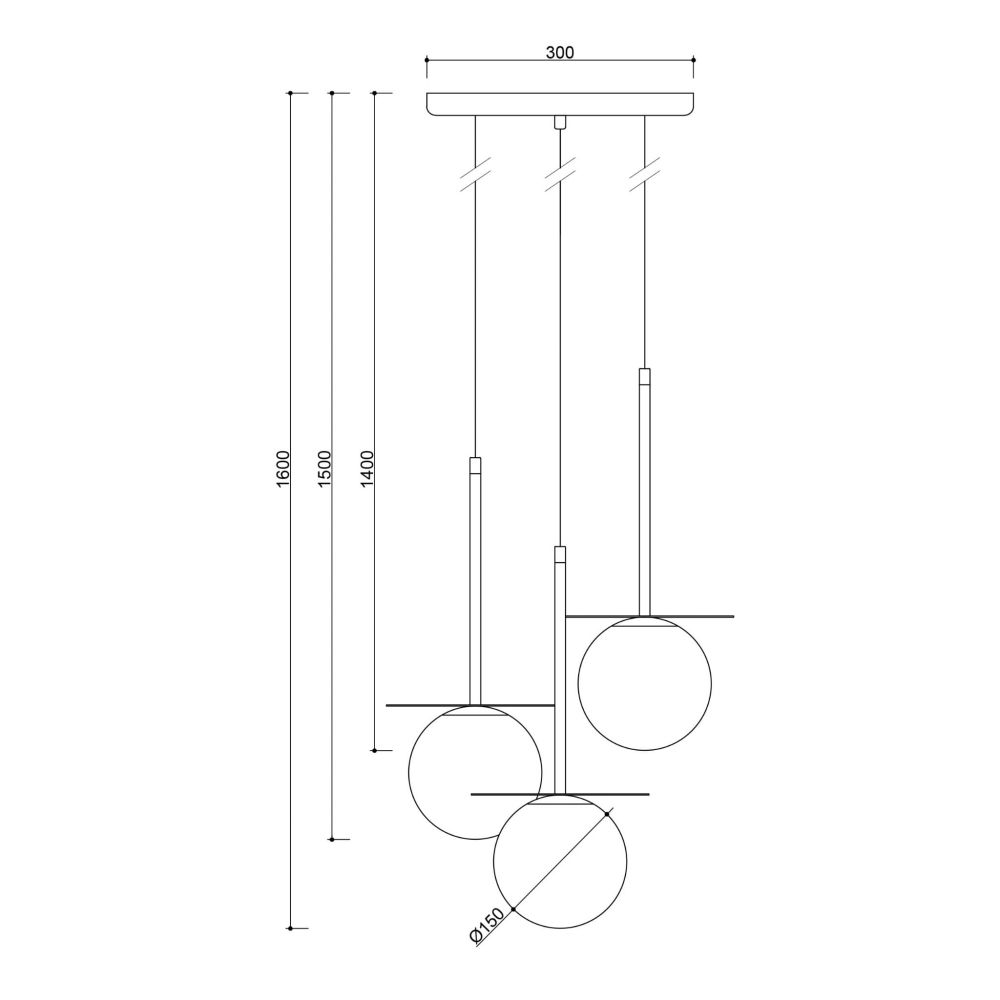 Lampa Wisząca Borra B 3P / mosiądz / Ummo