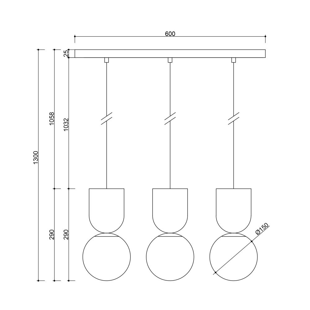 Lampa Wisząca Luoti 3L / czarna / Ummo