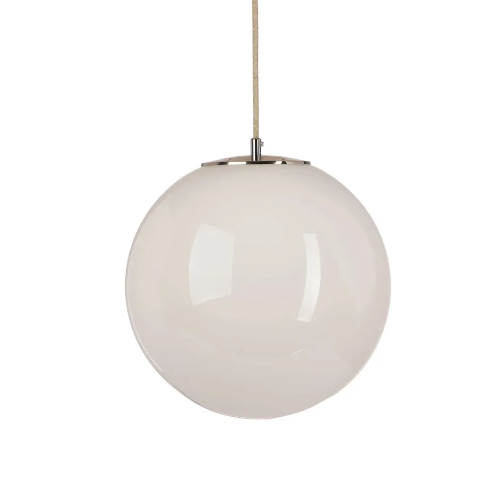 Szklana Lampa Wisząca / Biała Kula / Embassy Interiors