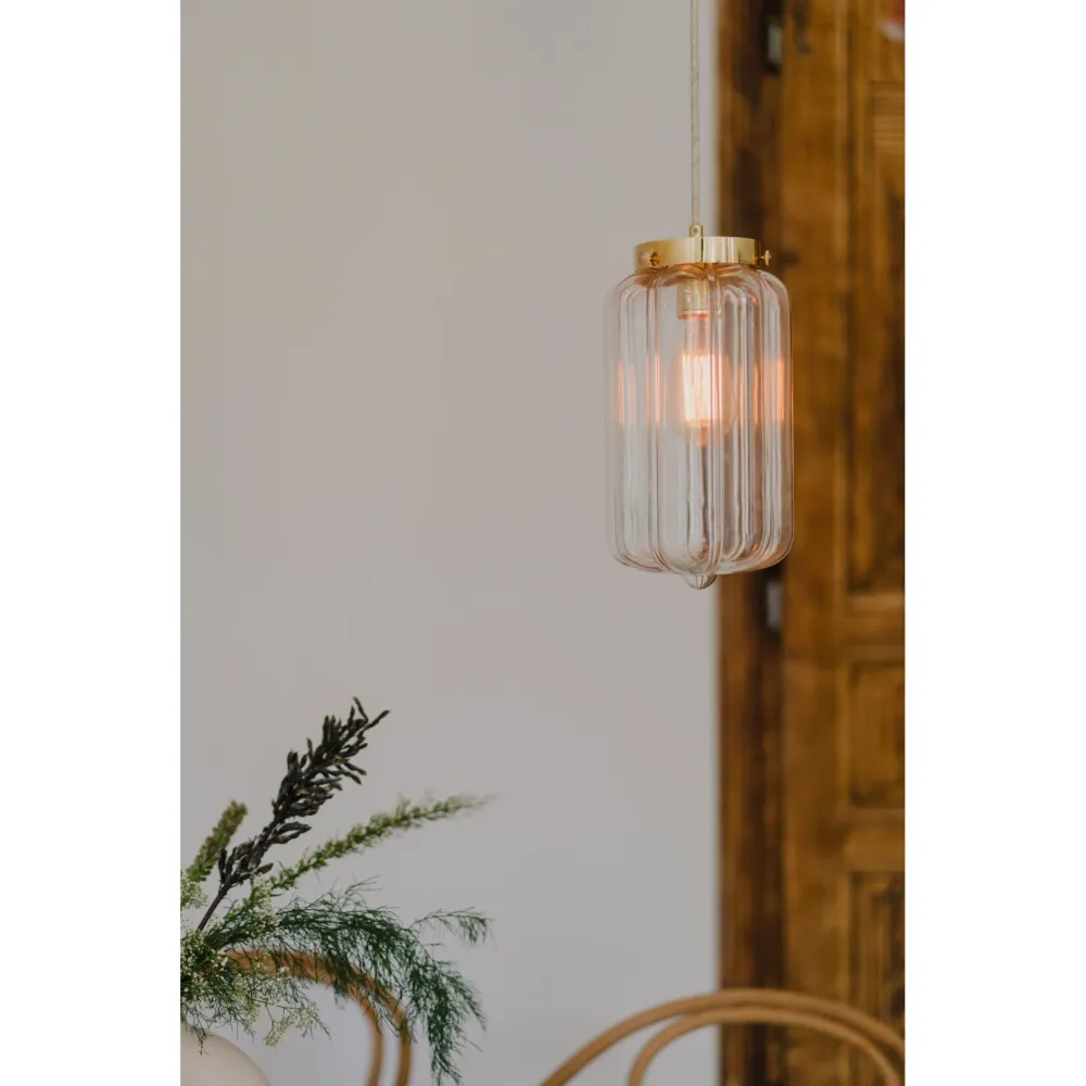 Szklana Lampa Wisząca / Deco Jasne / Embassy Interiors