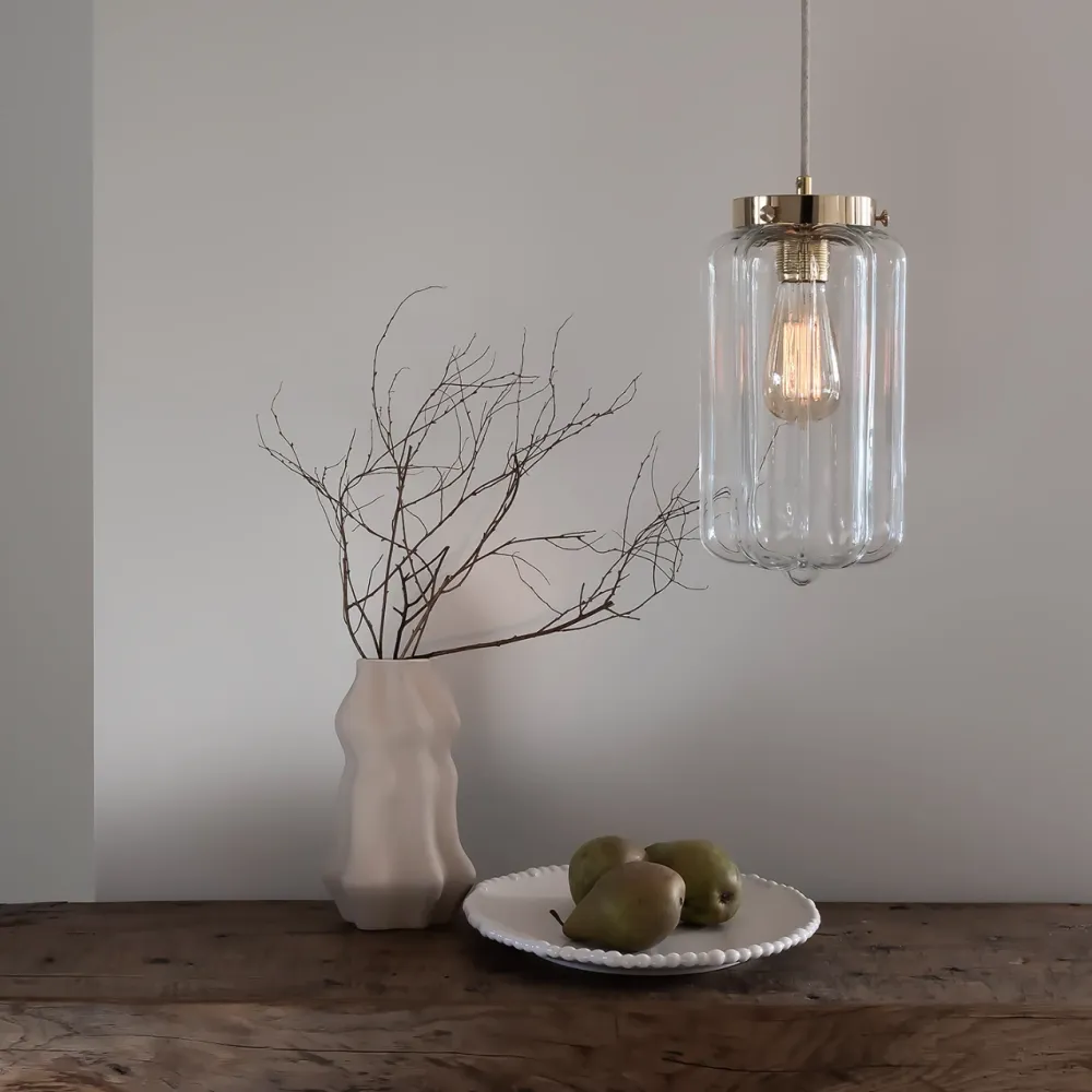 Szklana Lampa Wisząca / Deco Jasne / Embassy Interiors