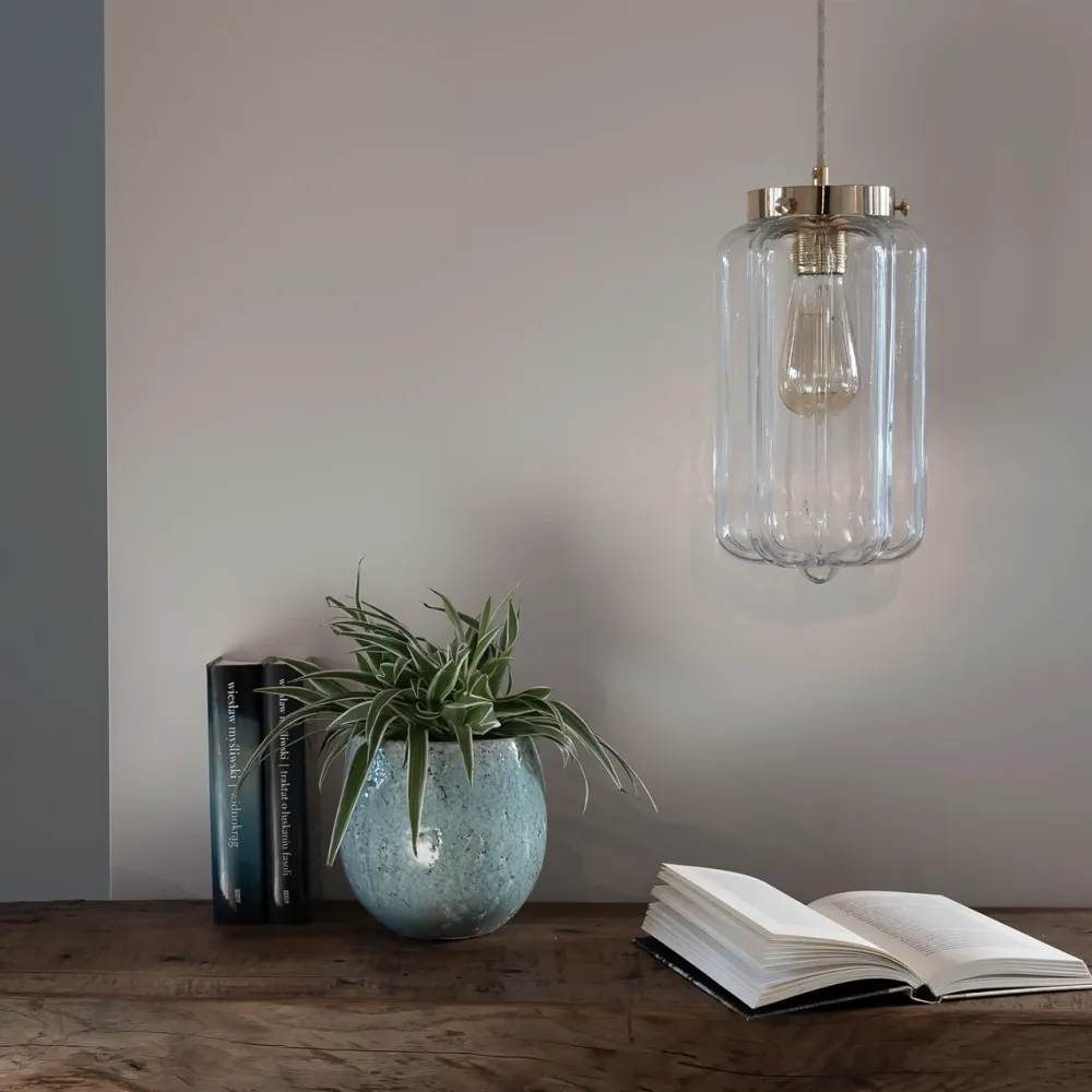 Szklana Lampa Wisząca / Deco Jasne / Embassy Interiors