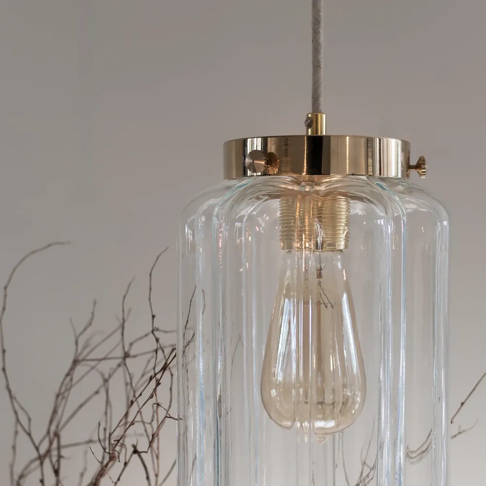 Szklana Lampa Wisząca / Deco Jasne / Embassy Interiors