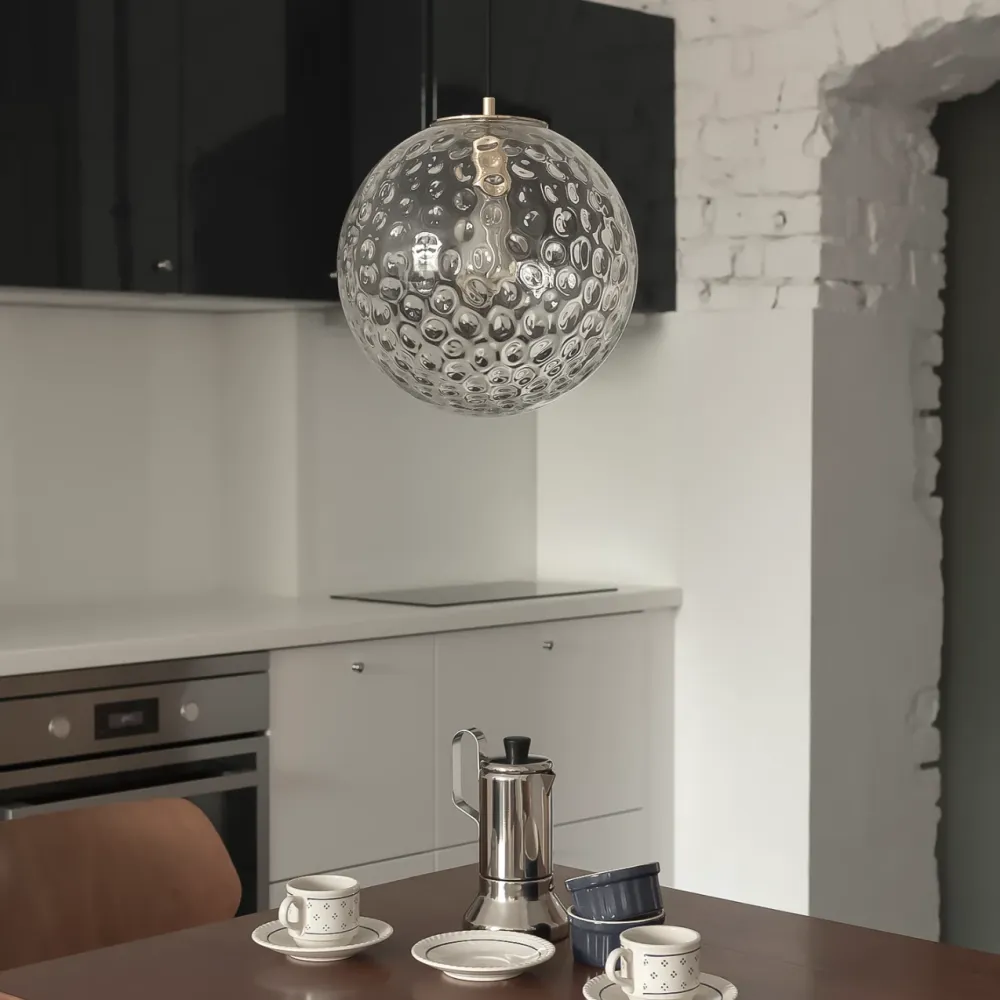 Szklana Lampa Wisząca / Kula Refleksyjna / Embassy Interiors