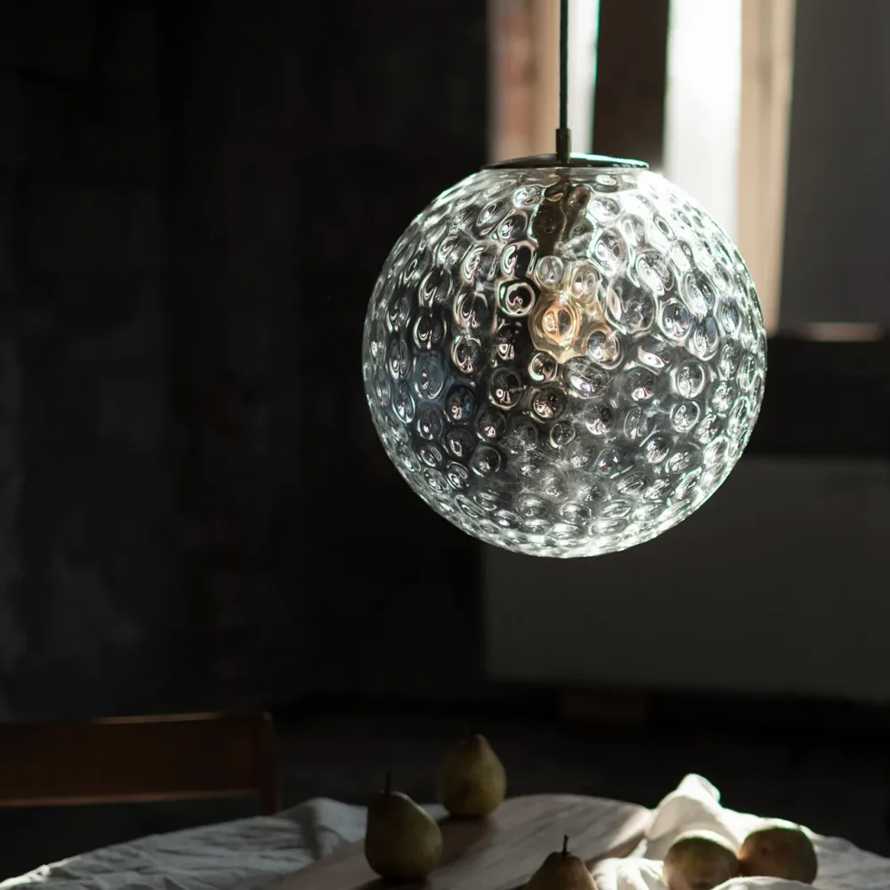 Szklana Lampa Wisząca / Kula Refleksyjna / Embassy Interiors