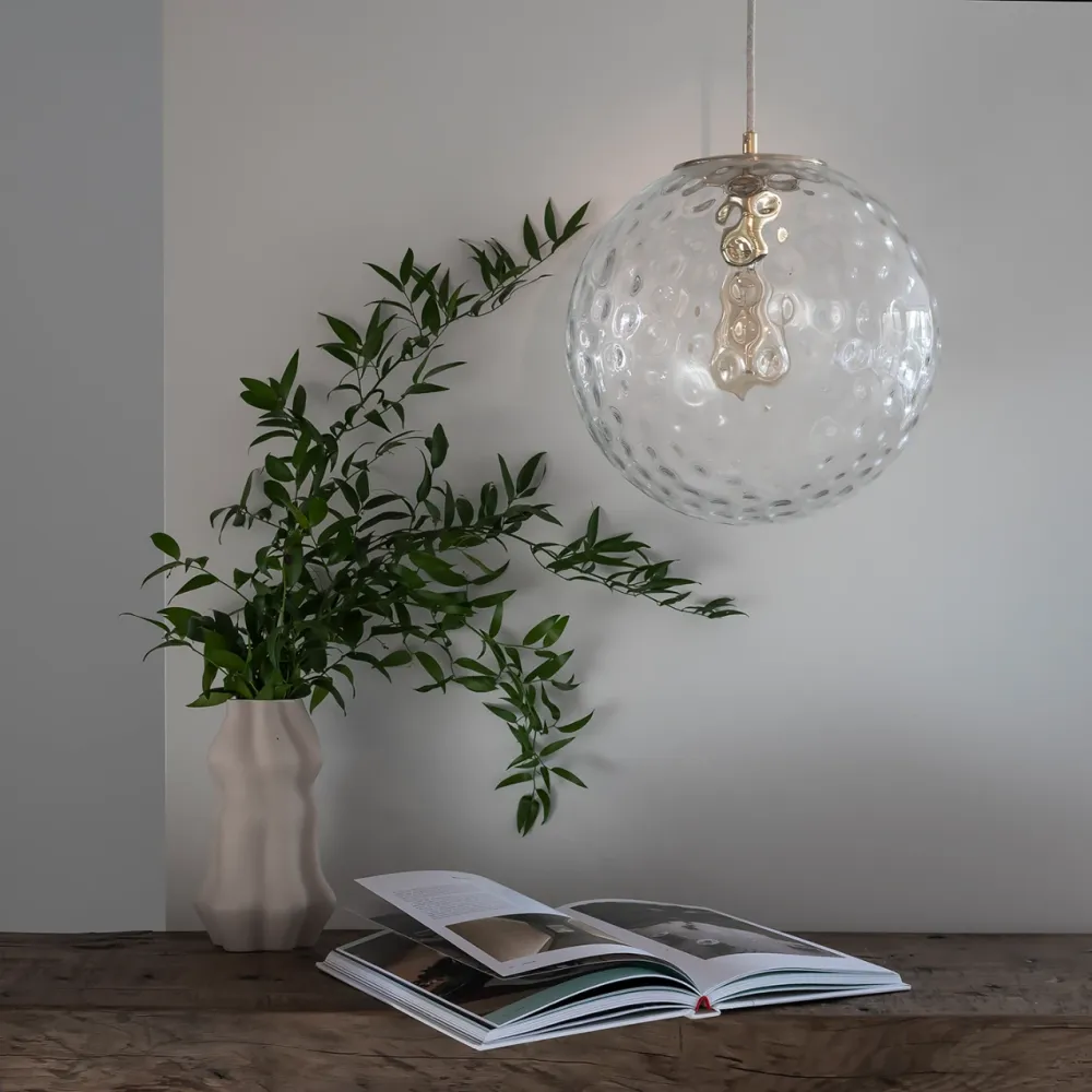Szklana Lampa Wisząca / Kula Refleksyjna / Embassy Interiors