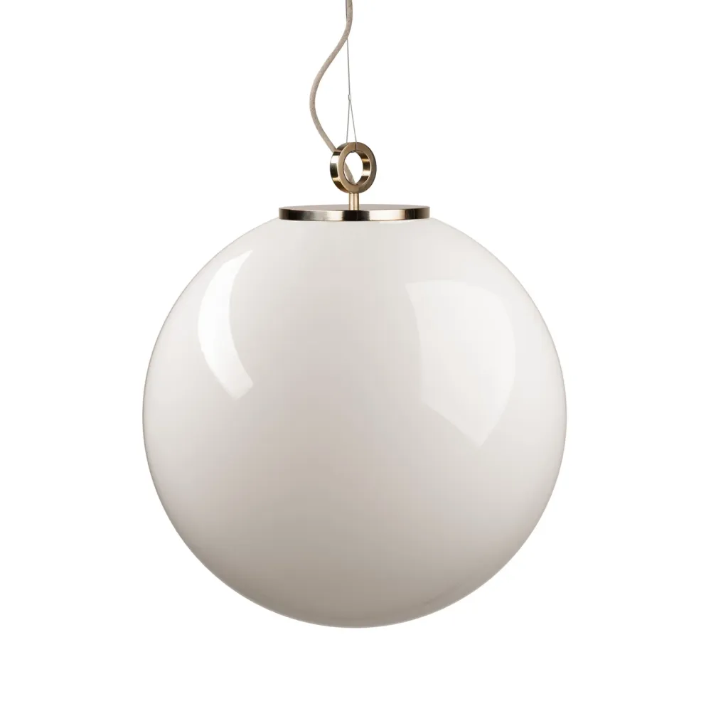 Szklana Lampa Wisząca Duża / Biała Kula / Embassy Interiors