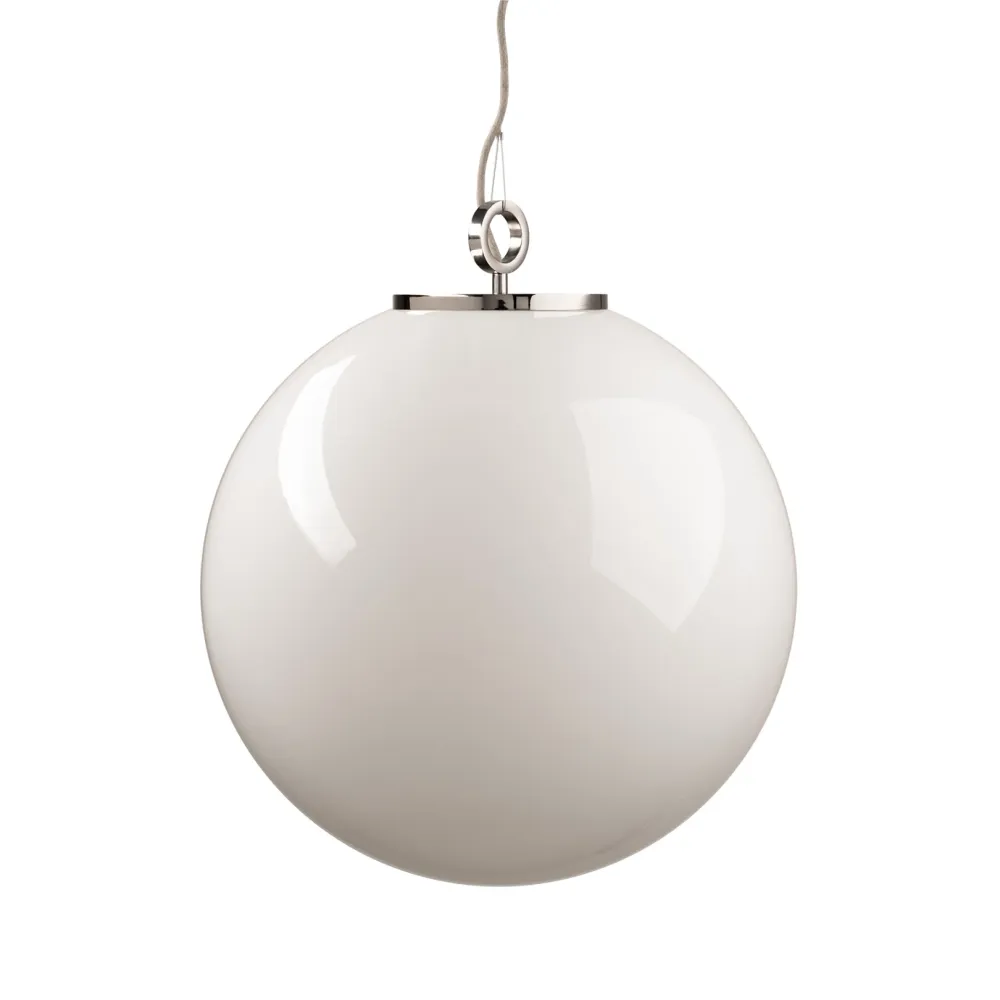 Szklana Lampa Wisząca Duża / Biała Kula / Embassy Interiors