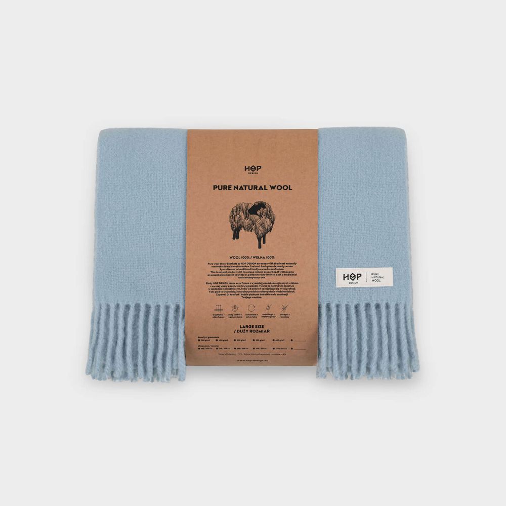 Wełniany koc Yeti / pastelowy błękit / HOP Design