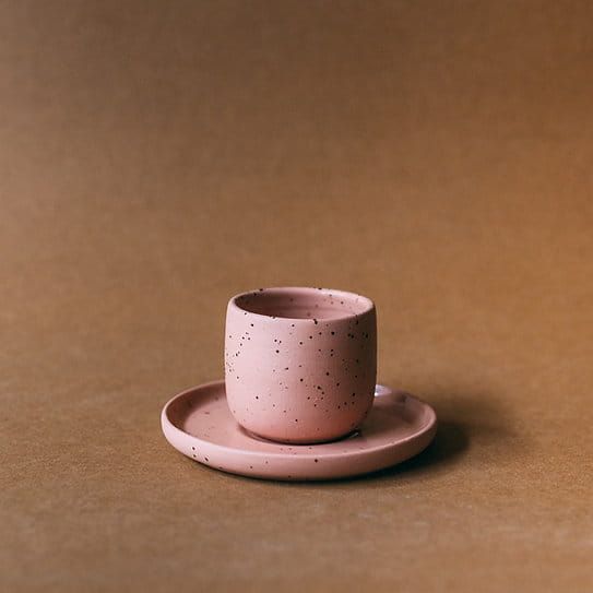 Czarka PopUp espresso ze spodkiem / różowy / Zakwas Studio
