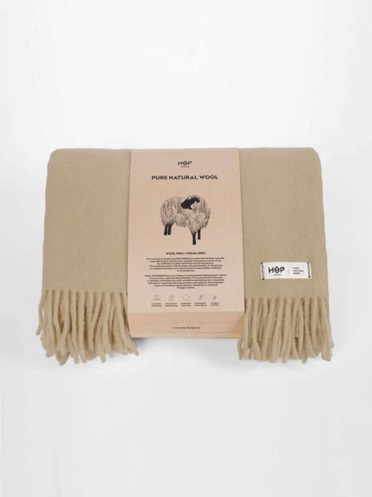 Wełniany koc Yeti / beżowy / HOP Design