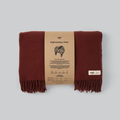 Wełniany koc Yeti / bordowy / HOP Design