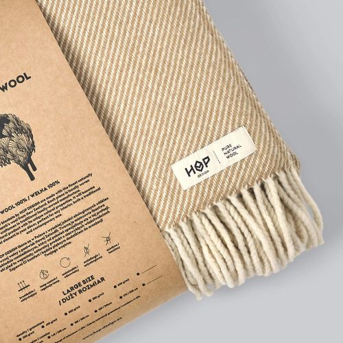 Wełniany koc Ruru / beige ecru / HOP Design