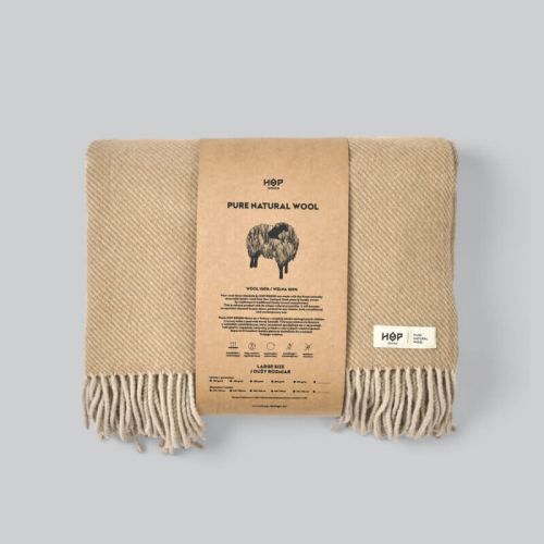 Wełniany koc Ruru / beige sand / HOP Design