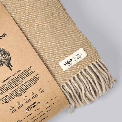 Wełniany koc Ruru / beige sand / HOP Design