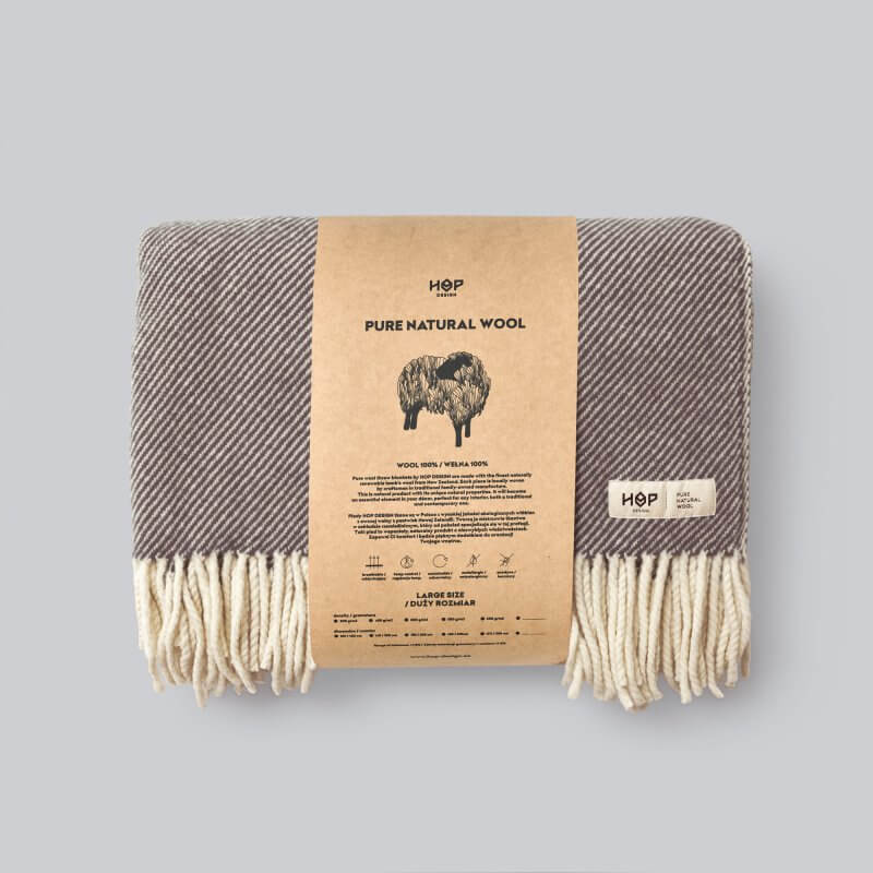 Wełniany koc Ruru / brązowy ecru / HOP Design