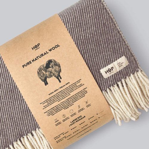 Wełniany koc Ruru / brązowy ecru / HOP Design