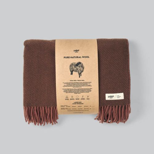 Wełniany koc Ruru / brown mocca / HOP Design