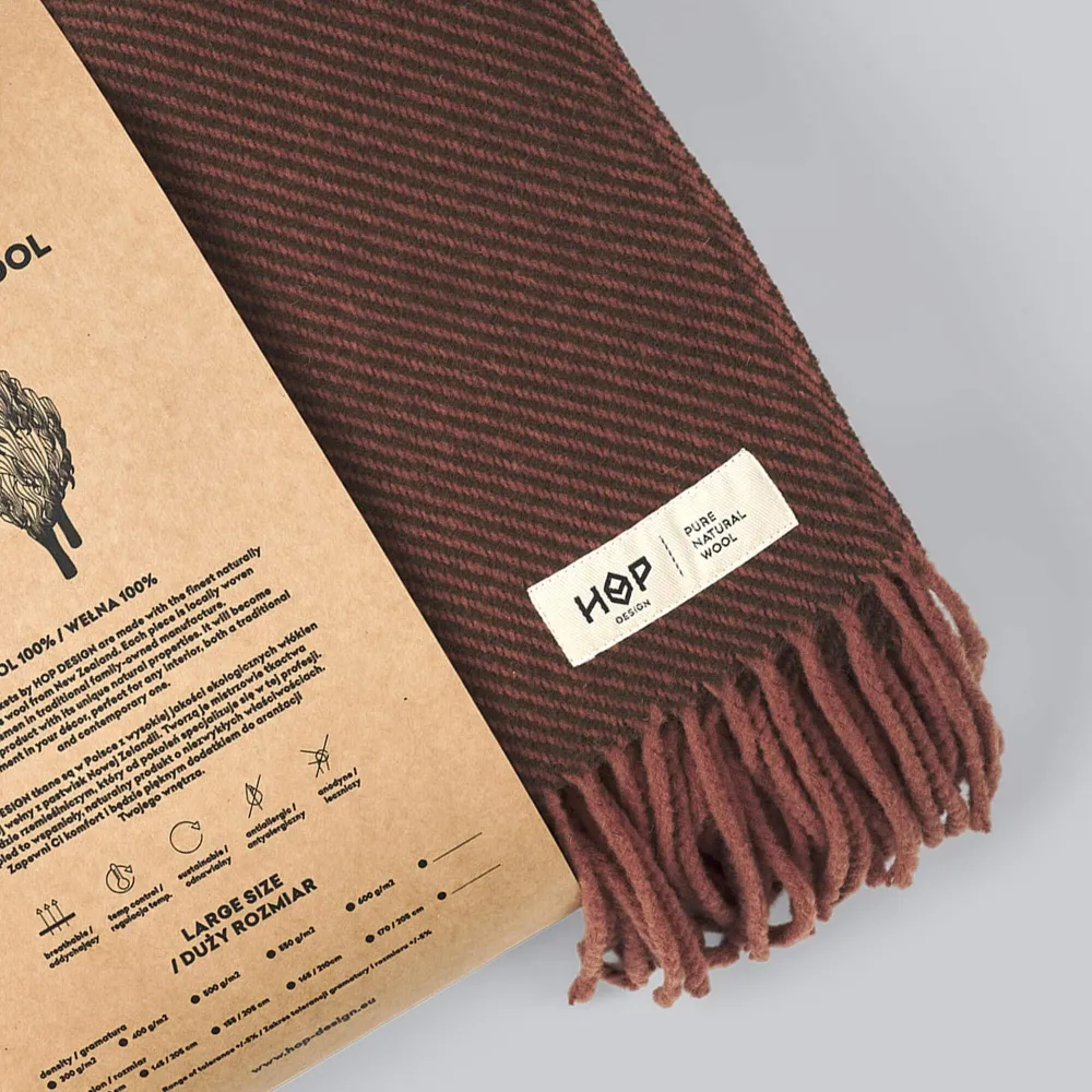 Wełniany koc Ruru / brown mocca / HOP Design