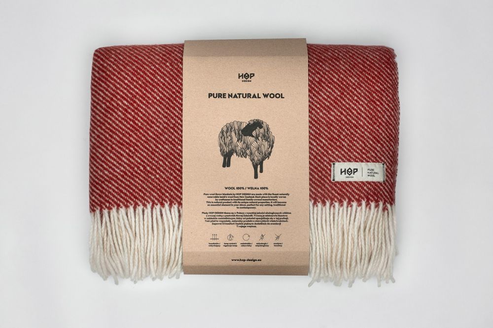 Wełniany koc Ruru / burgundowy / HOP Design