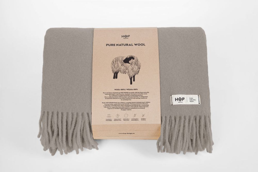 Wełniany koc Yeti / szary ziemisty / HOP Design